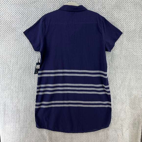U.S. Polo ASSN Cover Up Women XL Blue Gray Striped Short Sleeves Beach New - Picture 6 of 11